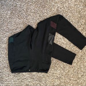 90 degree black leggings w/ mesh cutouts